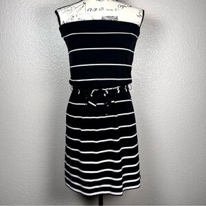 White House Black Market Sundress Coverup Black White Stripe Dress Size XL